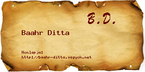Baahr Ditta névjegykártya